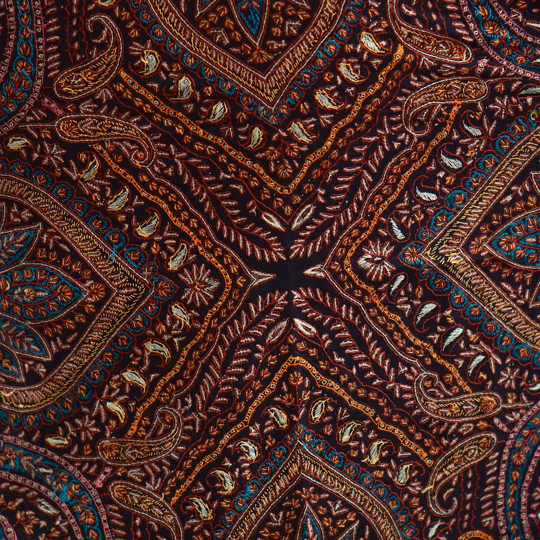 Close-up of paisley embroidery