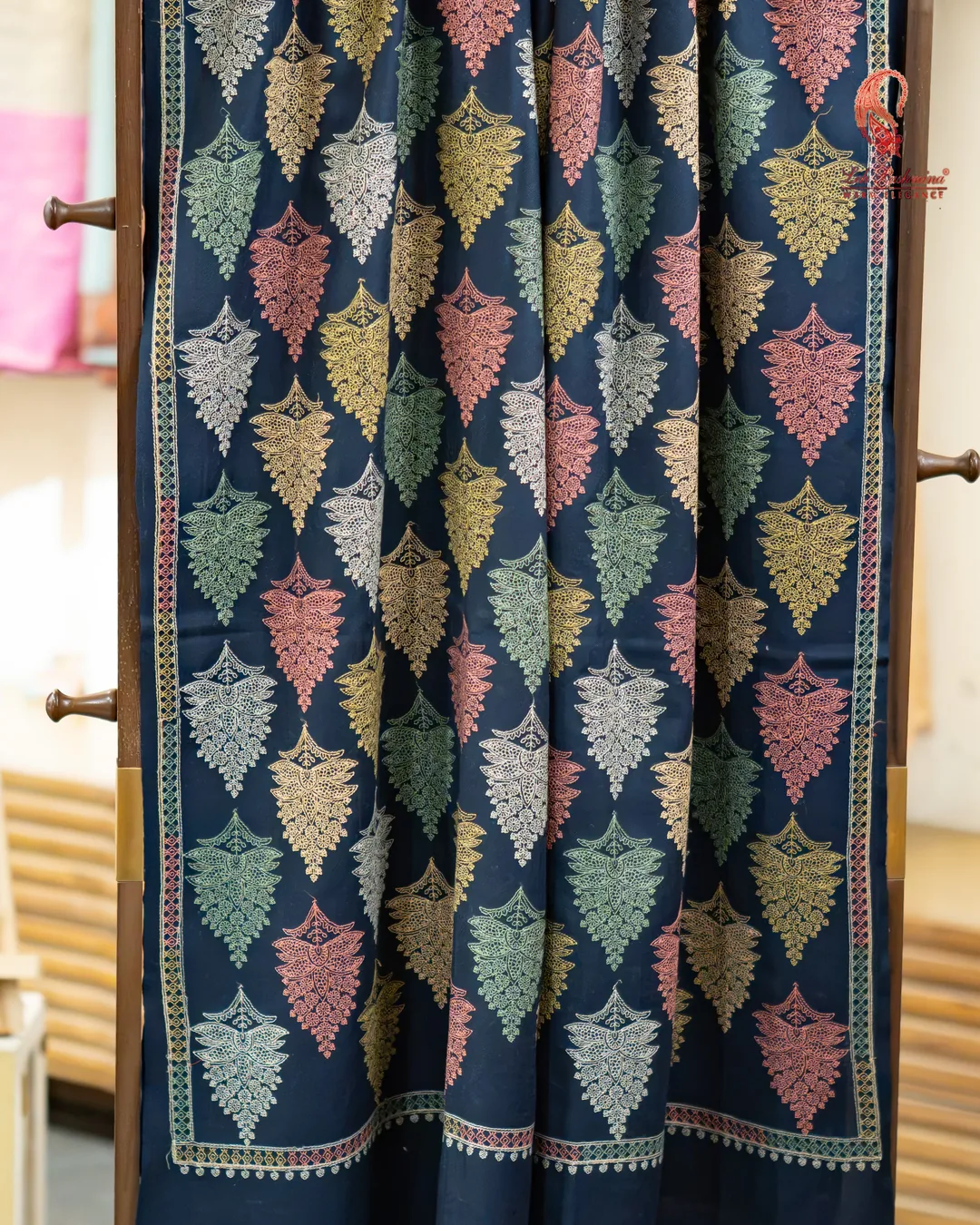 Navy leaf-motif stole
