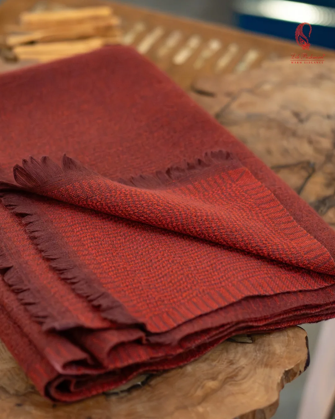 Brick red reversible stole
