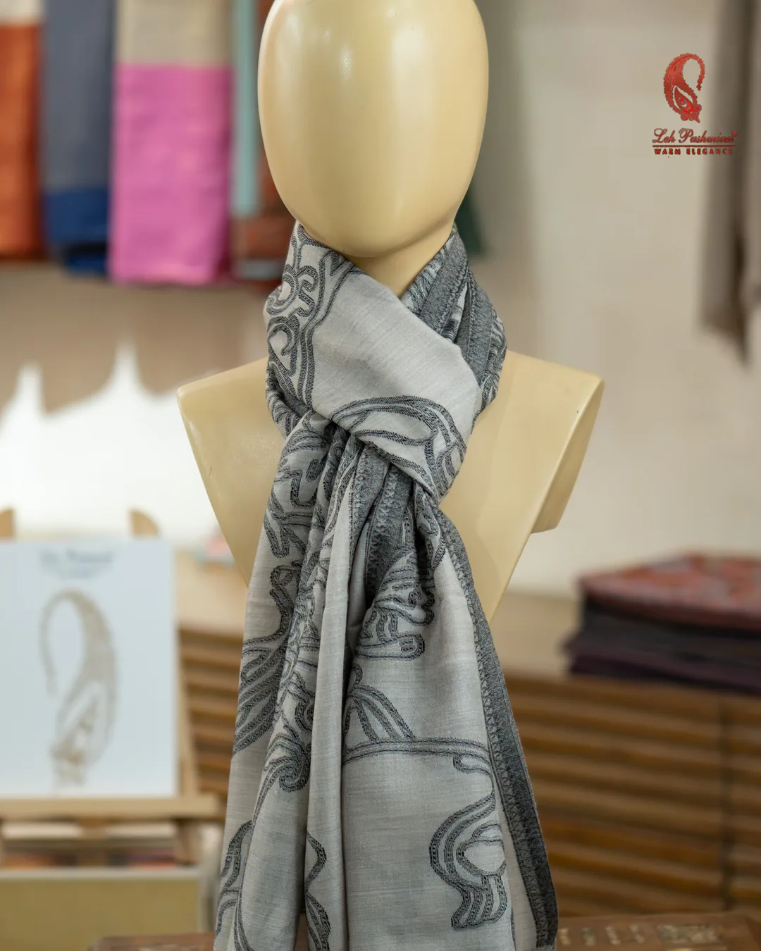 Silver scroll scarf